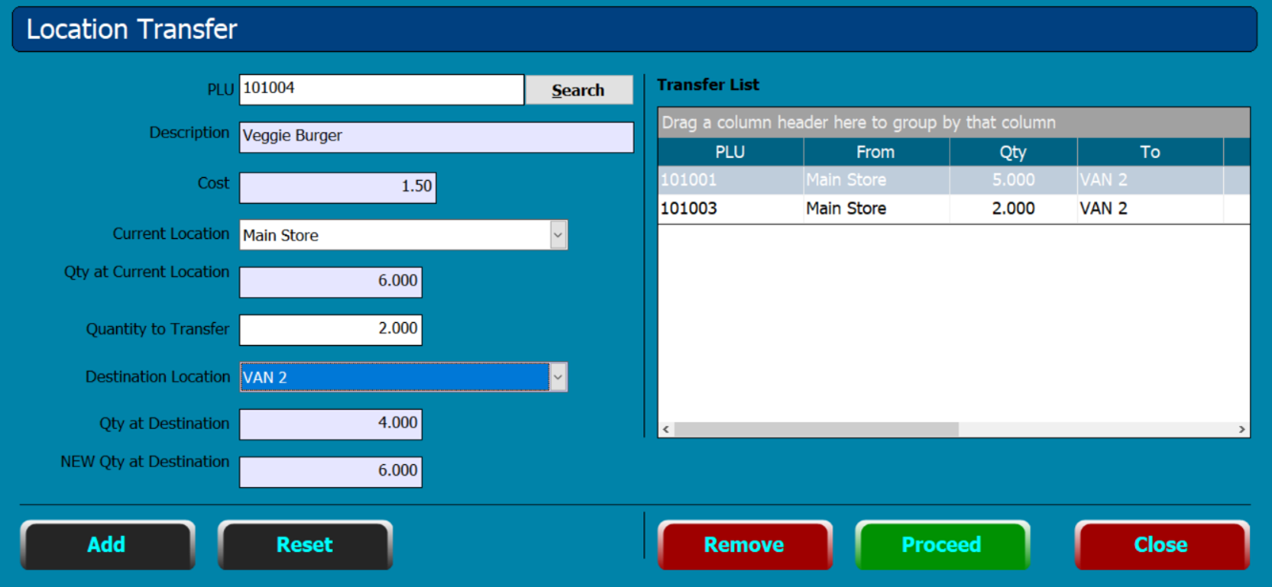 Stock Location Transfer